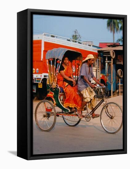 Indian Man in Bicycle Rickshaw, India-Dee Ann Pederson-Framed Premier Image Canvas