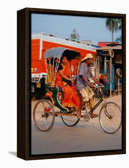 Indian Man in Bicycle Rickshaw, India-Dee Ann Pederson-Framed Premier Image Canvas