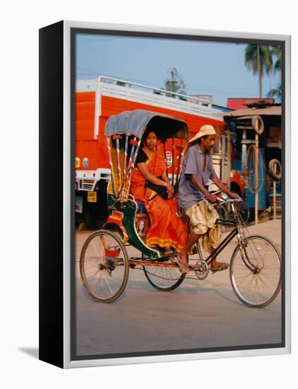 Indian Man in Bicycle Rickshaw, India-Dee Ann Pederson-Framed Premier Image Canvas