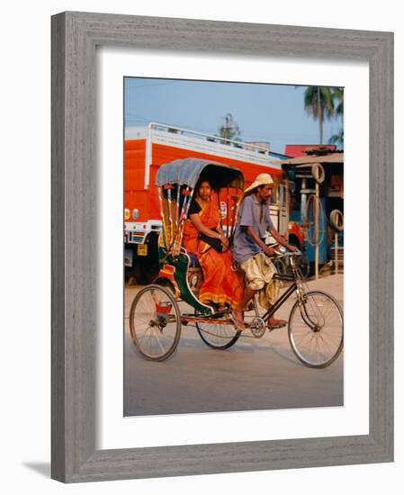 Indian Man in Bicycle Rickshaw, India-Dee Ann Pederson-Framed Photographic Print