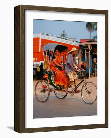 Indian Man in Bicycle Rickshaw, India-Dee Ann Pederson-Framed Photographic Print