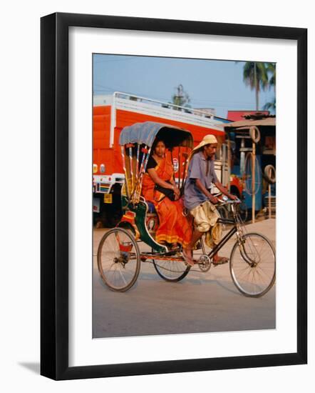 Indian Man in Bicycle Rickshaw, India-Dee Ann Pederson-Framed Photographic Print