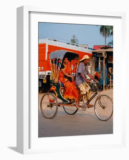 Indian Man in Bicycle Rickshaw, India-Dee Ann Pederson-Framed Photographic Print