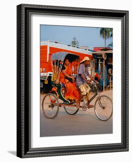 Indian Man in Bicycle Rickshaw, India-Dee Ann Pederson-Framed Photographic Print