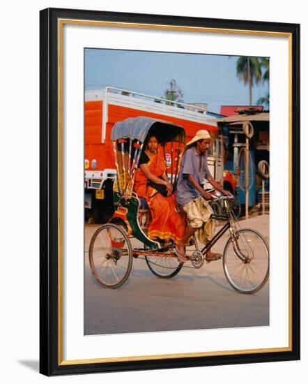 Indian Man in Bicycle Rickshaw, India-Dee Ann Pederson-Framed Photographic Print