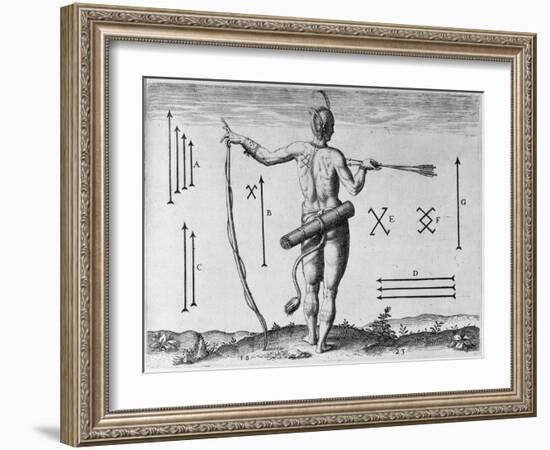 Indian Markings, Engraved by Theodor De Bry (1528-1598)-John White-Framed Giclee Print