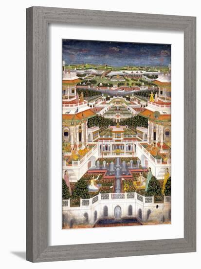 Indian Miniature Painting of a Lavish Palace Complex-null-Framed Giclee Print