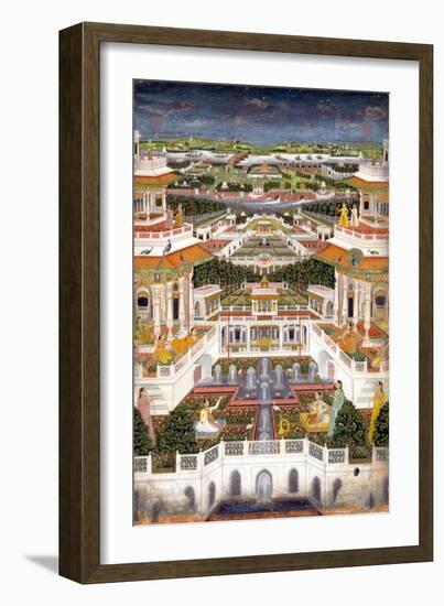 Indian Miniature Painting of a Lavish Palace Complex-null-Framed Giclee Print