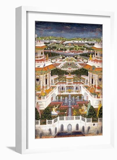 Indian Miniature Painting of a Lavish Palace Complex-null-Framed Giclee Print