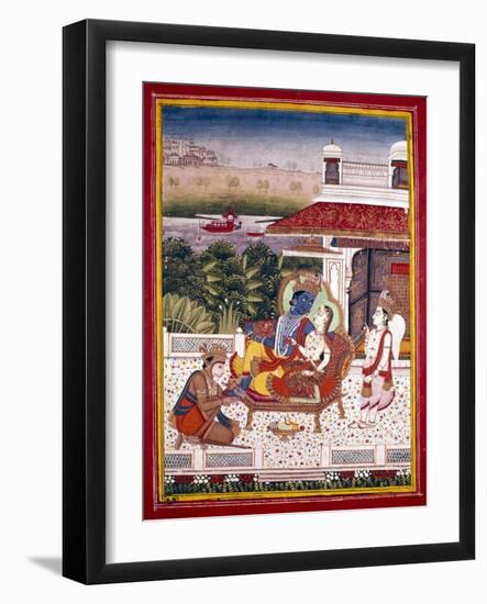 Indian Miniature Showing Krishna and a Princess on a Couch, 18th Century-null-Framed Giclee Print