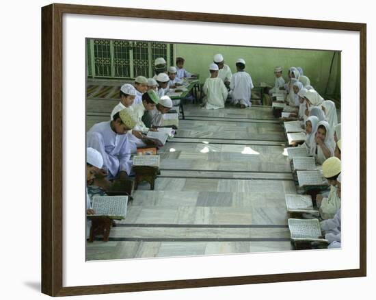 Indian Muslim Children Read the Holy Quran--Framed Photographic Print