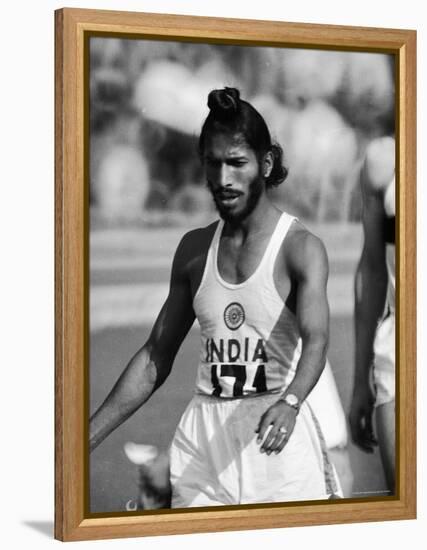 Indian Olympic Sprinter Milkha Singh at the 1960 Olympics, Rome, Italy-George Silk-Framed Premier Image Canvas