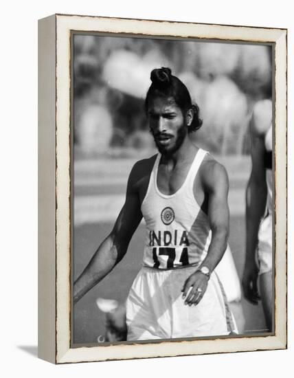 Indian Olympic Sprinter Milkha Singh at the 1960 Olympics, Rome, Italy-George Silk-Framed Premier Image Canvas