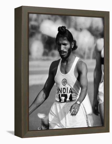 Indian Olympic Sprinter Milkha Singh at the 1960 Olympics, Rome, Italy-George Silk-Framed Premier Image Canvas