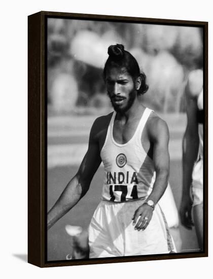 Indian Olympic Sprinter Milkha Singh at the 1960 Olympics, Rome, Italy-George Silk-Framed Premier Image Canvas