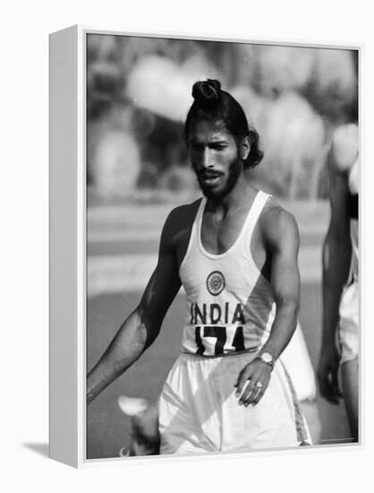 Indian Olympic Sprinter Milkha Singh at the 1960 Olympics, Rome, Italy-George Silk-Framed Premier Image Canvas