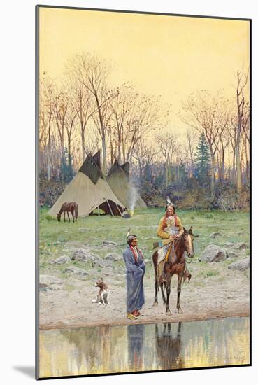 Indian on Horseback, 1899 (Watercolour and Gouache on Paper)-Henry Francois Farny-Mounted Giclee Print