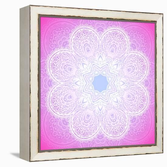 Indian Ornament, Mandala in Pink-art_of_sun-Framed Stretched Canvas