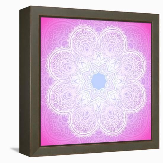 Indian Ornament, Mandala in Pink-art_of_sun-Framed Stretched Canvas