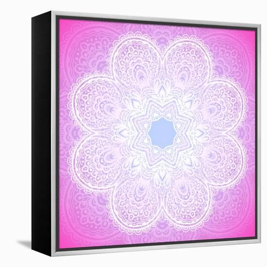 Indian Ornament, Mandala in Pink-art_of_sun-Framed Stretched Canvas