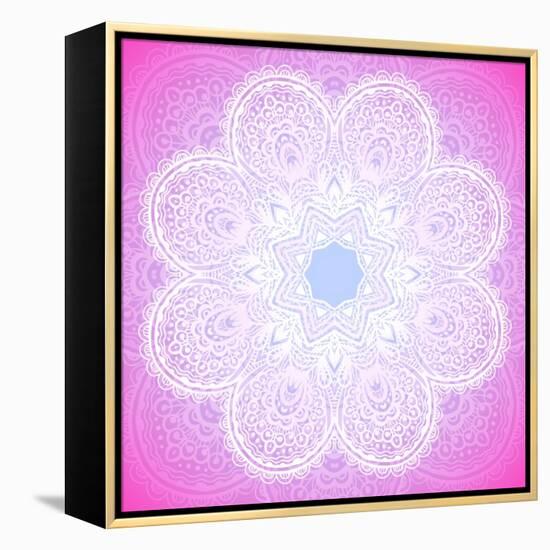 Indian Ornament, Mandala in Pink-art_of_sun-Framed Stretched Canvas