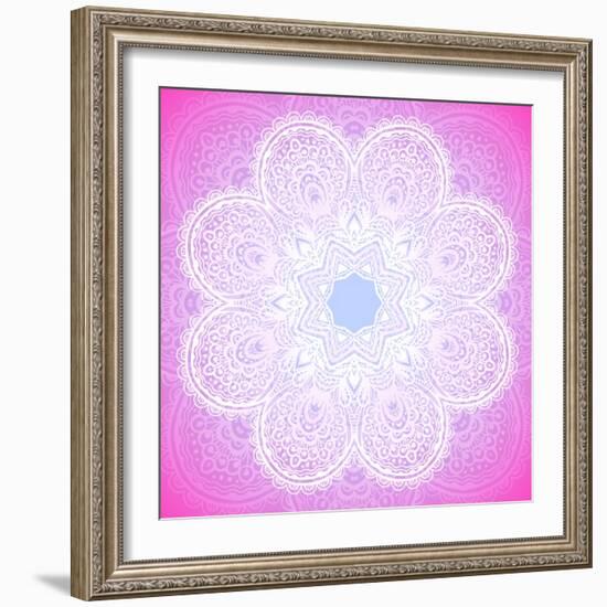 Indian Ornament, Mandala in Pink-art_of_sun-Framed Art Print