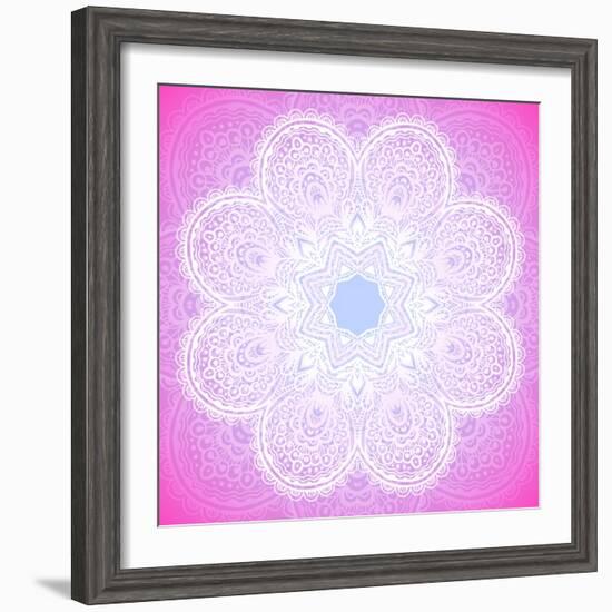 Indian Ornament, Mandala in Pink-art_of_sun-Framed Art Print