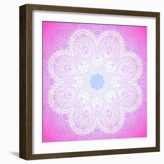 Indian Ornament, Mandala in Pink-art_of_sun-Framed Art Print