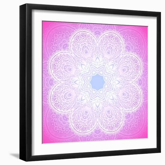 Indian Ornament, Mandala in Pink-art_of_sun-Framed Art Print