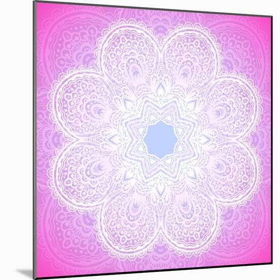 Indian Ornament, Mandala in Pink-art_of_sun-Mounted Art Print