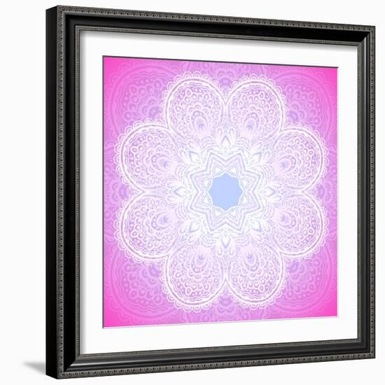 Indian Ornament, Mandala in Pink-art_of_sun-Framed Art Print