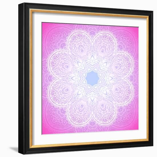 Indian Ornament, Mandala in Pink-art_of_sun-Framed Art Print