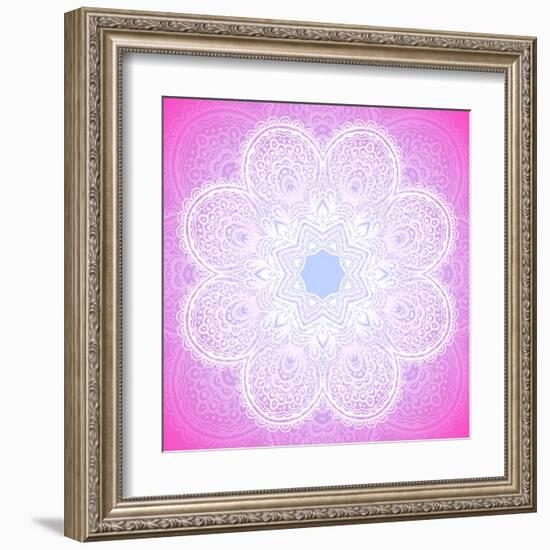 Indian Ornament, Mandala in Pink-art_of_sun-Framed Art Print