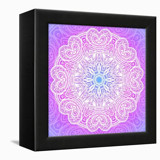 Indian Ornament, Mandala in Pink-art_of_sun-Framed Stretched Canvas