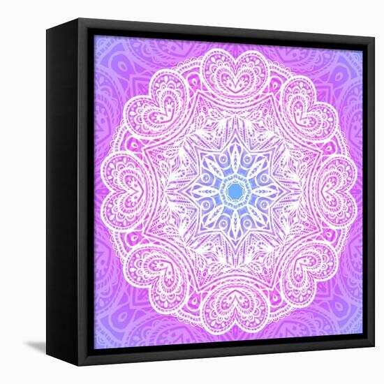 Indian Ornament, Mandala in Pink-art_of_sun-Framed Stretched Canvas