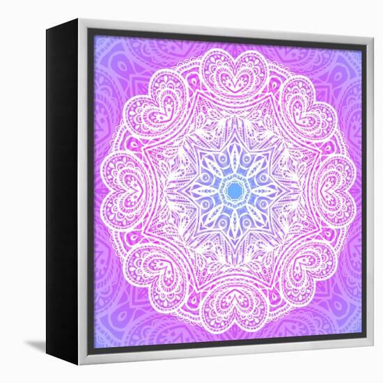 Indian Ornament, Mandala in Pink-art_of_sun-Framed Stretched Canvas