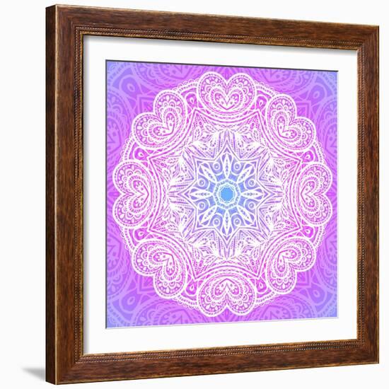 Indian Ornament, Mandala in Pink-art_of_sun-Framed Art Print