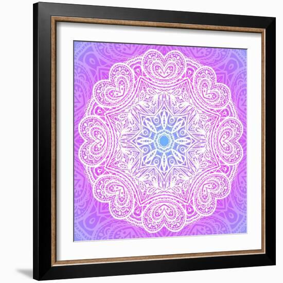 Indian Ornament, Mandala in Pink-art_of_sun-Framed Art Print