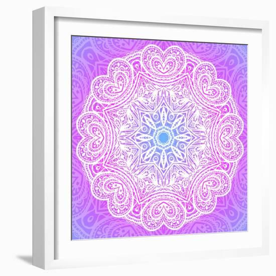 Indian Ornament, Mandala in Pink-art_of_sun-Framed Art Print