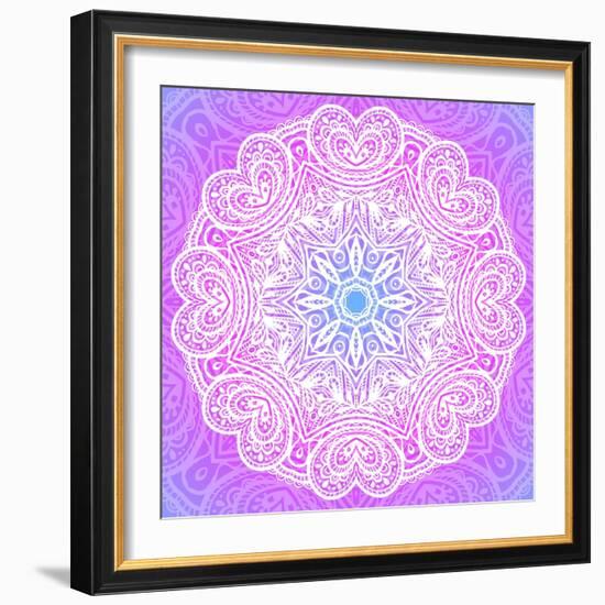 Indian Ornament, Mandala in Pink-art_of_sun-Framed Art Print