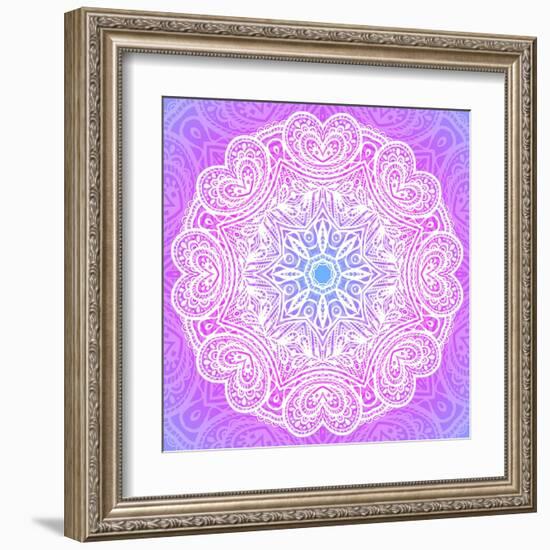 Indian Ornament, Mandala in Pink-art_of_sun-Framed Art Print