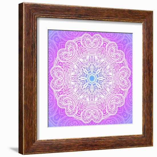 Indian Ornament, Mandala in Pink-art_of_sun-Framed Art Print