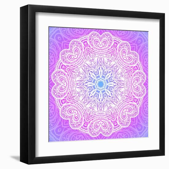 Indian Ornament, Mandala in Pink-art_of_sun-Framed Art Print