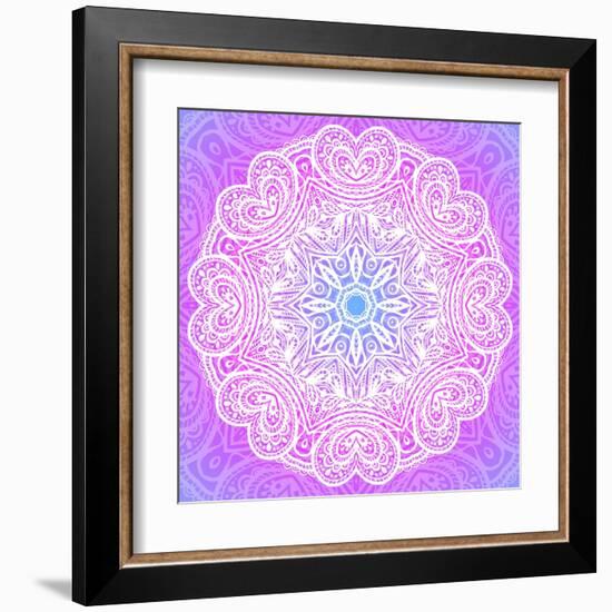 Indian Ornament, Mandala in Pink-art_of_sun-Framed Art Print