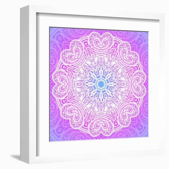 Indian Ornament, Mandala in Pink-art_of_sun-Framed Art Print