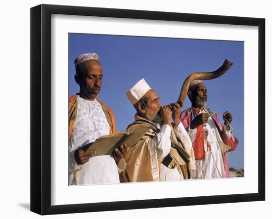 Indian Rabbi Blowing the Shofar Horn on the Jewish Sabbath-Alfred Eisenstaedt-Framed Photographic Print