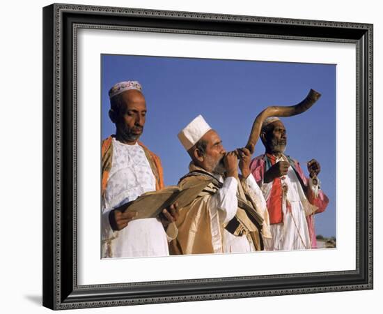 Indian Rabbi Blowing the Shofar Horn on the Jewish Sabbath-Alfred Eisenstaedt-Framed Photographic Print