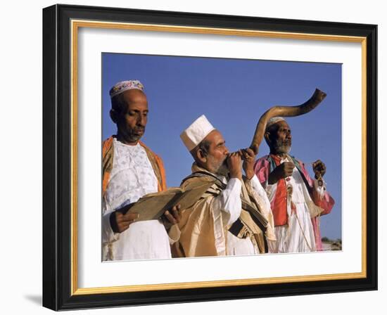 Indian Rabbi Blowing the Shofar Horn on the Jewish Sabbath-Alfred Eisenstaedt-Framed Photographic Print