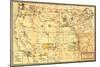 Indian Reservations West of the Mississippi - Panoramic Map-Lantern Press-Mounted Art Print