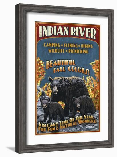 Indian River, Michigan - Bear Family-Lantern Press-Framed Art Print